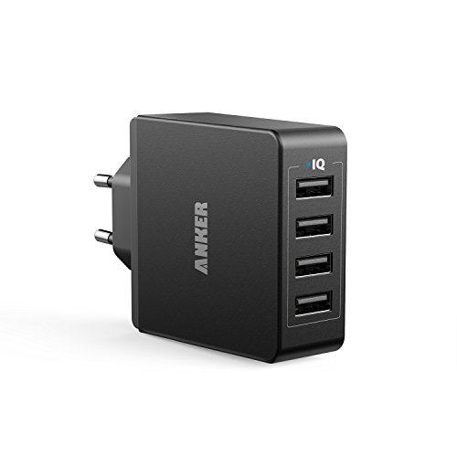 Anker 36W 5V / 7.2A 4 Port USB Ladegerät Wand Ladeadapter mit PowerIQ Technologie Wall Charger für iPhone iPad Tablet Samsung Galaxy, HTC, Sony, LG, Nexus,Motorola und usw (Schwarz)