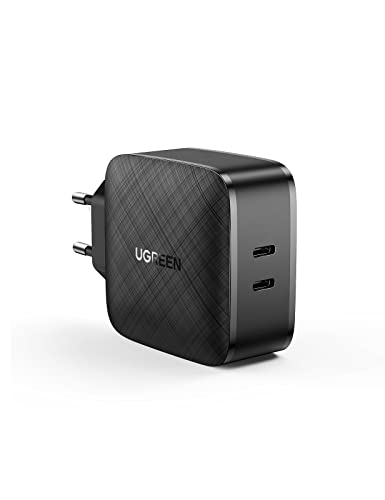 UGREEN 65W USB C Ladegerät USB C Netzteil 2-Port PD Ladegerät PPS unterstützt 66W kompatibel mit MacBook Pro/Air, iPad Pro, iPhone 13, iPhone 12 Pro, 11, Dell XPS 15, Surface Go, Galaxy S22, S21 usw.