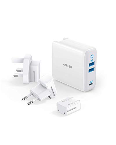 Anker PowerPort III USB-C 65W Ladegerät mit 3 Ladeports, mit PIQ 3.0 & GaN Typ-C, US/UK/EU Stecker für Reisen, für MacBook, USB-C Laptops, iPad Pro, iPhone 15, Galaxy und mehr