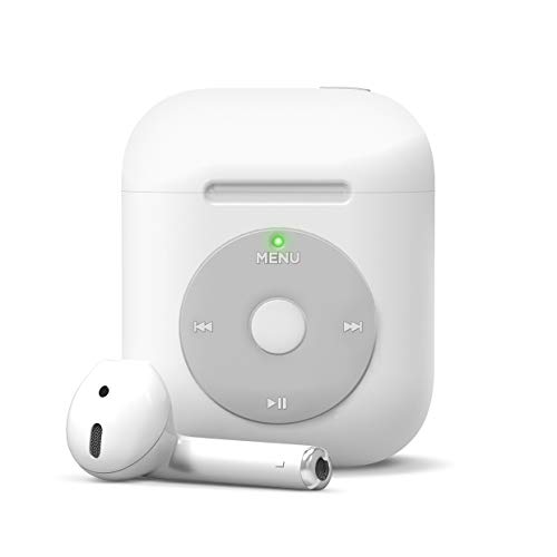 elago AW6 AirPods Hülle Kompatibel mit Apple AirPods 2 & 1 – Klassischer Music-Player Design, Extra Schutz, Unterstützt Kabelloses Laden [US Patent Gemeldet] (Ohne Karabiner, Weiß)
