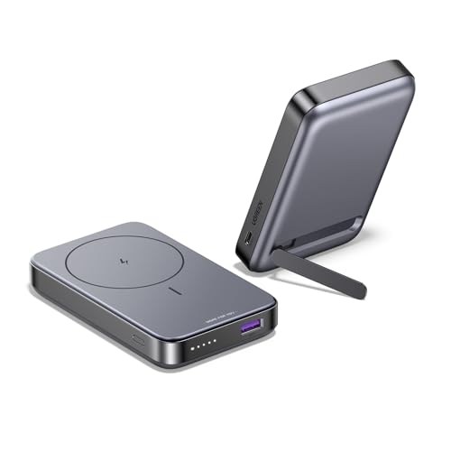 UGREEN Nexode Wireless Powerbank 10000mAh Magnetische Power Bank mit USB-C Schnellladefunktion, Kabellose Externer Akku mit Ständer kompatibel mit iPhone 15 Pro Max/Pro/15/14 Pro Max/13/12