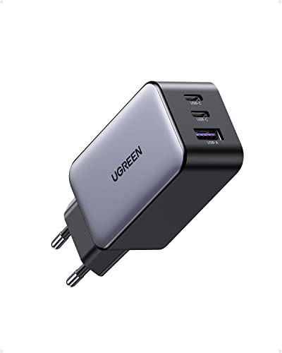 UGREEN Nexode USB C Ladegerät 65W USB C Netzteil 3-Port GaN PD Charger PPS kompatibel mit MacBook Pro/Air, iPhone 15 Pro Max/15/14 Pro Max/14 Pro/13, iPad Pro, Galaxy S23 Ultra/S23/S22(Schwarz)