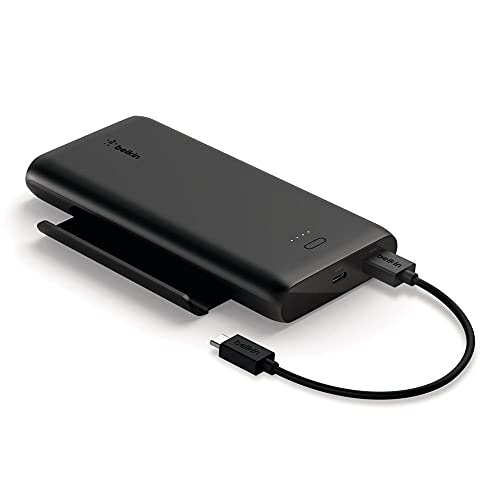 Belkin Boost Charge Gaming Powerbank 10K mit Ständer (einklappbarer Smartphone-Ständer, mit 2 USB-C-/USB-Output-Ports zum Schnellladen für iPhone 13, 13 Pro, 13 Pro Max, 13 mini etc.) – Schwarz