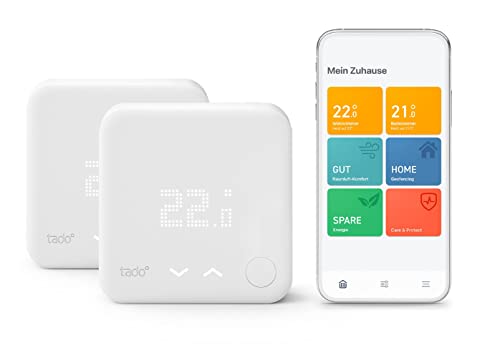 tado° smart home Thermostat Fußbodenheizung - Wifi Starter Kit V3+ inkl. 2x Thermostat für Heizung - digitale Heizungssteuerung per App - Einfache Installation - Heizkosten sparen