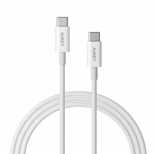 AUKEY USB C Kabel auf USB C 2m Ladekabel 60W Fast Charge für Typ C Geräte Wie Google Pixel 2/2 XL, Nexus 6P/5X, Nintendo Switch usw. - Weiß
