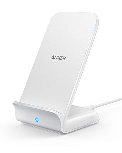 Anker Kabelloses Ladegerät, PowerWave 7.5 Ständer, Qi-zertifiziert, schnelles Aufladen iPhone 11, 11 Pro, 11 Pro Max, XR, Xs Max, Xs, X, 8, 8 Plus, Galaxy S 20 S10 S9 S8, Note 10 Note 9 (ohne AC-Adapter) – Weiß