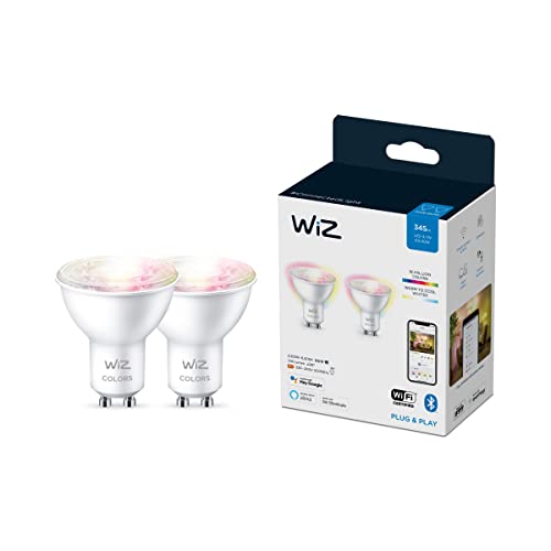 WiZ Tunable White & Color LED Lampe, GU10, dimmbar, warm- bis kaltweiß, 16 Mio. Farben, 50W, smarte Steuerung per App/Stimme über WLAN; Doppelpack