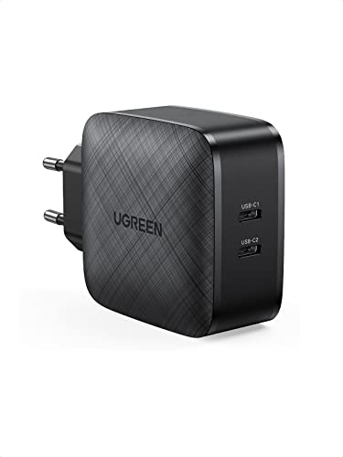 UGREEN 66W USB C Ladegerät USB C Netzteil 2-Port PD Ladegerät PPS unterstützt 65W kompatibel mit MacBook Pro/Air, iPad Pro, iPhone 13, 12 Pro, 11, Dell XPS 15, Surface Go, Galaxy S22, S21 usw.