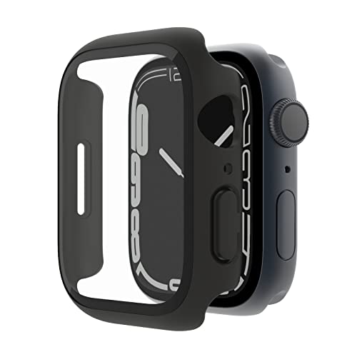 Belkin ScreenForce Apple Watch 44 mm, 45 mm Series 7, SE, 6, 5, 4 Bumper-Case mit integriertem Hartglas-Displayschutz, Kratzfest und leicht anzubringen – Schwarz