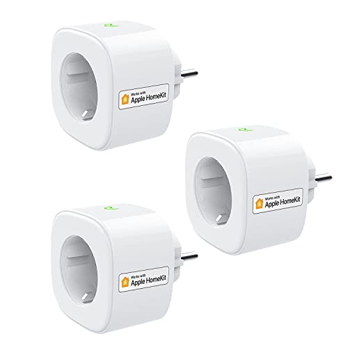 Smart Steckdose funktioniert mit Homekit, meross WLAN Plug, Intelligent Stecker, kompatibel mit Siri, Alexa, Google Assistant, kein Hub erforderlich, 16 A,Input: 100-200V,50/60Hz, 2,4 GHz, 3 pcs