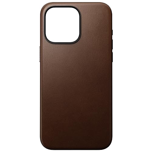 NOMAD Modern Leather Case | für iPhone 15 Pro Max | Schutzhülle aus Polycarbonat und hochwertigem Echtleder | MagSafe-kompatibel | Brown