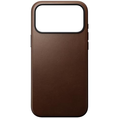 NOMAD Modern Leather Case | für iPhone 17 Pro Max | Schutzhülle aus Polycarbonat und hochwertigem Echtleder | MagSafe-kompatibel | Brown