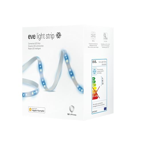 Eve Light Strip (Apple Home) – Smarter LED-Lichtstreifen, 2 m, weiß, Farbe (RGB), 1800 lm, dimmbar, selbstklebend, keine Bridge erforderlich, WiFi, WLAN, App-Steuerung