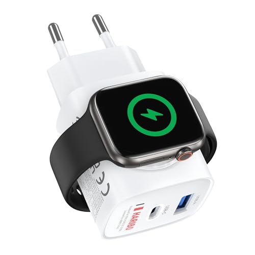Haribo Ladegerät für Apple Watch, 3-in-1 20W USB C iPhone Ladegerät PD 3,0 Schnellladegerät für Apple Watch 10/9/8/7/6/Ultra/SE, USB C Netzteil für iPhone16/15 Pro Max, Reisen Kompakt Geschenk, Rot