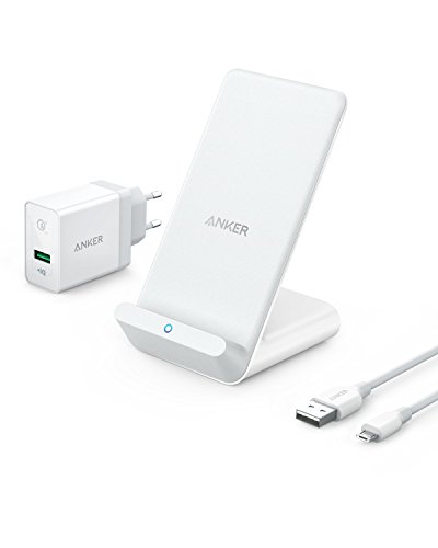 Anker PowerWave 7.5 Ladeständer Wireless Charger, Ladeständer mit innerem Kühlungsventilator für Temperaturregulierung, 7,5 W Ladungen für iPhone X, 10 W für Samsung S9 (mit Quick Charge Ladegerät)