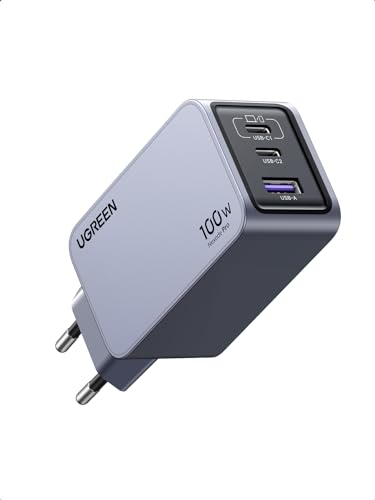 UGREEN USB C Ladegerät, Nexode 100W GaN Charger Mini USB C Netzteil 3-Port Schnellladegerät PPS 45W Kompatibel Mit MacBook Pro/Air, iPad, iPhone 16 Pro Max, Galaxy S24 Ultra, S23, Dell XPS