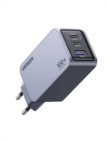 UGREEN USB C Ladegerät, Nexode Pro 100W GaN Charger Mini USB C Netzteil 3-Port Schnellladegerät PPS 45W kompatibel mit MacBook Pro/Air, iPad, iPhone 15 Pro Max, Galaxy S24 Ultra, S23, Dell XPS