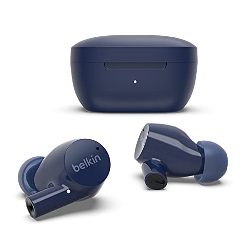Belkin drahtloser SoundForm Rise True Wireless Bluetooth 5.2 In-Ear-Kopfhörer mit Ladecase, Schweiß- und Spritzwasserschutz nach Schutzart IPX5, tiefer Bass für iPhone, Galaxy, Pixel usw. – Blau