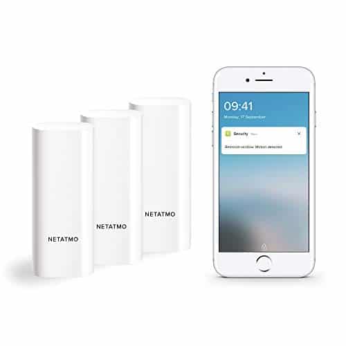 Netatmo Smarte Tür- und Fenstersensoren von Netatmo, drahtlos, einteilig, 3er Pack, Schwingungserkennungen, DTG-DE