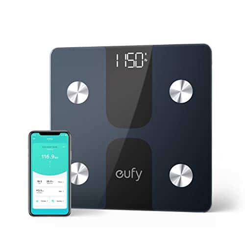 Körperfettwaage, eufy Smart Scale C1 Bluetooth Personenwaage mit APP, LED-Anzeige, misst Gewicht/Körperfett/BMI/Körperzusammensetzung, Automatisches An- / Ausschalten und Nullsetzen, Schwarz
