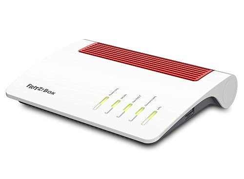 AVM FRITZ!Box 7590 AX (Wi-Fi 6 Router mit 2.400 MBit/s (5GHz) & 1.200 MBit/s (2,4 GHz),bis zu 300 MBit/s mit VDSL-Supervectoring 35b,WLAN Mesh,DECT-Basis,Media Server,geeignet für Deutschland)