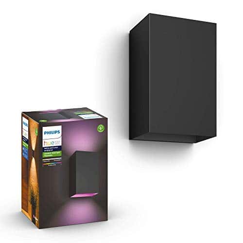 Philips Hue White and Color Ambiance LED Außenwandleuchte Resonate, bis zu 16 Mio. Farben, steuerbar via App, kompatibel mit Amazon Alexa (Echo, Echo Dot), Schwarz, 1 Pack
