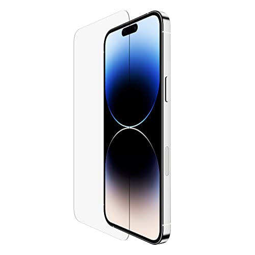 Belkin UltraGlass iPhone 14 Pro Max Displayschutz, antimikrobielle Beschichtung, einfache blasenfreie Aufbringung mit enthaltener Positionierungsschale, in Tests nachgewiesener Härtegrad von 9H