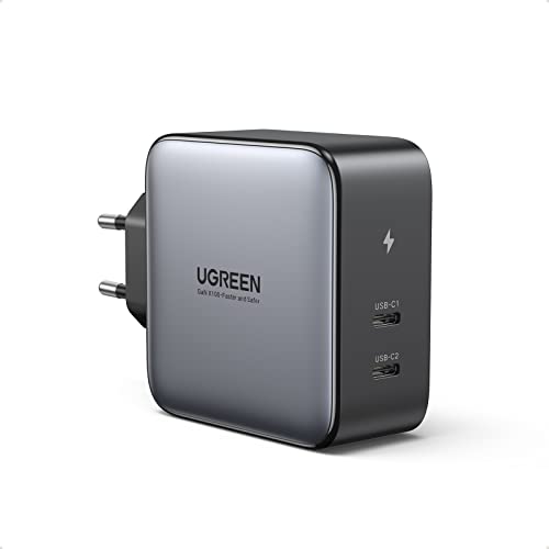 UGREEN 100W USB C Ladegerät Nexode USB C Netzteil 2-Port Charger PD Ladegerät mit PPS GaN II unterstützt 20W, kompatibel mit MacBook Pro/Air, iPhone 13 Pro/12, iPad Pro, Galaxy S22, S21, Switch.