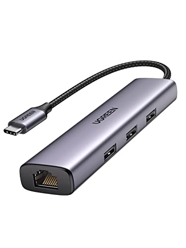 UGREEN USB C Hub Ethernet Adapter Gigabit USB C LAN Adapter Netzwerkadapter mit 3 USB 3.0 Ports kompatibel mit MacBook Air/Pro, Surface Pro/Go, iPad Pro/Air, Galaxy Tab S8/S7 und mehr Typ C Geräten