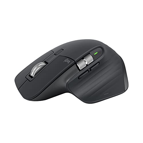 Logitech MX Master 3S - Kabellose Performance-Maus mit ultraschnellem Scrollen, Ergo, 8K DPI, Glas-Tracking, Leise Klicks, USB-C, Bluetooth, Windows, Linux, Chrome - Dunkelgrau