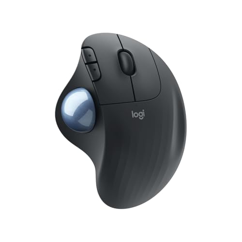 Logitech ERGO M575 Wireless Trackball Maus - Einfache Steuerung mit dem Daumen, flüssige Bewegungen, ergonomisches Design, für Windows, PC & Mac mit Bluetooth- & USB-Funktion Folio Touch Grafit