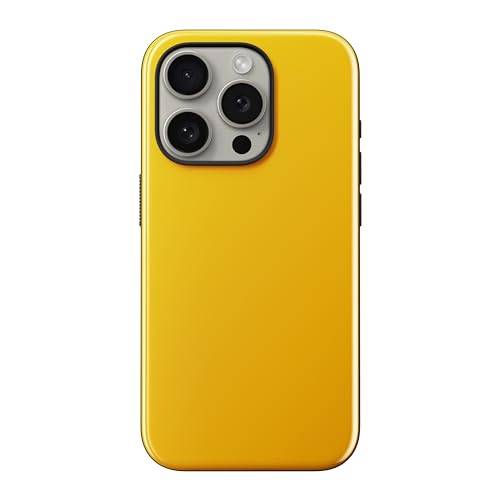 NOMAD Sport Case für iPhone 15 Pro | Hülle aus Polycarbonat mit TPE-Bumper | mit glänzender PET-Beschichtung | MagSafe-kompatibel | Racing Yellow