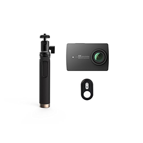 YI Action Kamera Selfie Stick und Bluetooth Fernbedienung Set-schwarz actioncam wasserdicht WiFi kameras Camcorder 4k sportkamera Sports Camera sportscam cam zubehör helmkamera Motorrad, Standard