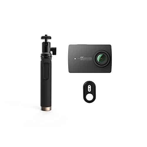 YI 4K Action Kamera Schwarz mit Selfie Stick und Bluetooth Fernbedienung, 4K/30fps 12MP Action Cam mit 5,56 cm (2.2 Zoll) LCD Touchscreen, Wifi und App für IOS/Andriod, Sprachbefehl