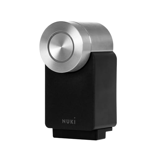 Nuki Smart Lock Pro (4. Generation), smartes Türschloss mit WLAN und Matter für Fernzugriff, elektronisches Türschloss macht das Smartphone zum Schlüssel, mit Akku Power Pack, schwarz