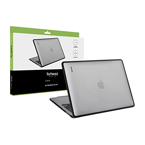 Artwizz IcedClip Schutzhülle kompatibel mit MacBook Pro 16 (2023/2021) M1/M2 Pro/Max, Schlanke Hartschalen Hülle, Mattes Vereistes Design, Verstärkter Schwarzer Rahmen