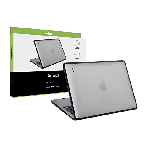 Artwizz IcedClip Schutzhülle kompatibel mit MacBook Pro 16 (2023/2021) M1/M2/M3 - Hartschalen Hülle, Mattes Vereistes Design, Schwarzer TPU Rahmen