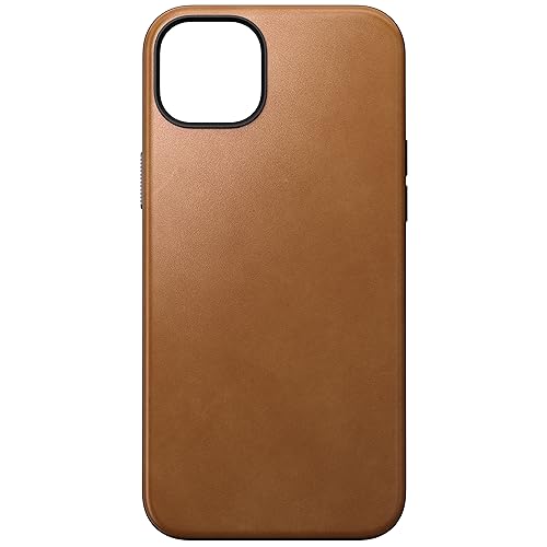 NOMAD Modern Leather Case | für iPhone 15 Plus | Schutzhülle aus Polycarbonat und hochwertigem Echtleder | MagSafe-kompatibel | English Tan