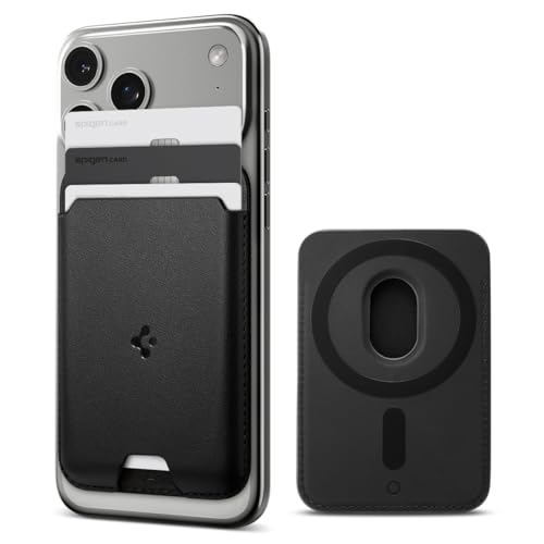 Spigen Valentinus MagFit MagSafe Kartenhalter 3-Karten Kompatibel mit iPhone 17/16/15, andere MagSafe-Modelle und Google Pixel 10-Serie mit Pixelsnap - Schwarz