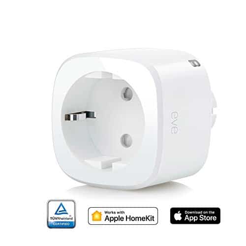 Eve Energy - Smarte Steckdose (Deutsche Markenqualität), TÜV zertifiziert, Verbrauchsmessung, integrierte Zeitpläne, schaltet Geräte ein & aus, Sprachsteuerung, keine Bridge nötig, BLE (Apple HomeKit)