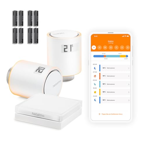 Netatmo Smarte WLAN Heizkörperthermostate Starterpaket Zur Steuerung von Heizkörpern (ohne eigene Heizungsanlage), Energie sparen & Komfort steigern, NVP-AMZ