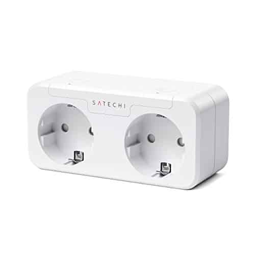 Satechi Duale Smart-Steckdose mit Leistungsüberwachung in Echtzeit - Wi-Fi Smart Stecker 2.4Ghz-fähig - kompatibel mit Apple HomeKit (EU, Weiß)