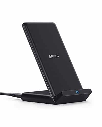 Anker PowerWave Wireless Charger 10W Kabelloser Blitzschneller Ladeständer,Qi-Zertifiziert, Kompatibel mit iPhone XR/XS/X/8, Schnellladetechnologie für Samsung S9/S8 usw. (Netzteil Nicht enthalten)