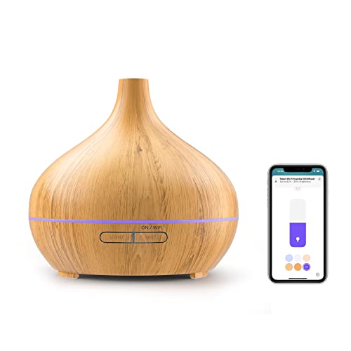 Alexa Aroma Diffuser funktioniert mit Apple HomeKit, Meross 400ml Smart Ultraschall luftbefeuchter BPA-frei mit Timing, Farbwechsel, App Steuerbar WLAN Duft Diffusor für Schlafzimmer