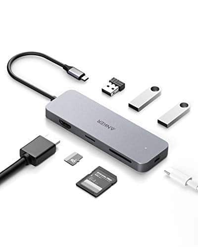 Anker 7-in-1 Premium USB-C Hub Adapter, mit 60W Power Delivery, 4K USB-C auf HDMI Output, MikroSD/SD Kartenleser, 3 USB 3.0 Ports, für MacBook Pro, ChromeBook, XPS und viele mehr
