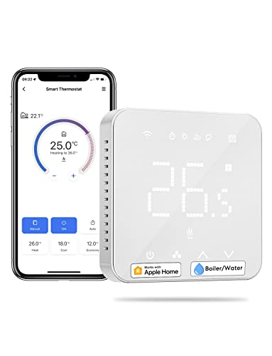 Smart Thermostat Boiler WLAN Heizungsthermostat Digital WiFi Raumthermostat Intelligente Wandthermostat Fußbodenheizungsthermostat für HomeKit, Siri, Google, Alexa Sprachfehl, Fernsteuerung, LED