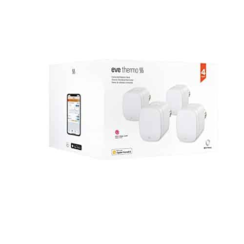 Eve Thermo, 4er Set - Smartes Heizkörperthermostat mit LED-Display, automatischer Temperatursteuerung, keine Bridge erforderlich, integriertes Touch-Bedienfeld, BLE, Apple HomeKit, Made in Germany