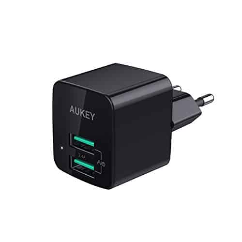 AUKEY USB Netzteil, USB Ladegerät Ultra Kompakt 2,4A 2 Ports USB Stecker mit AiPower Technologie für iPhone XS/iPhone XS Max/iPhone XR, iPad Air/Pro, Samsung, HTC, LG usw.