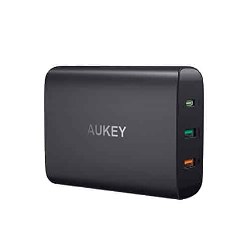 AUKEY USB C Ladegerät mit 46 W Power Delivery 3.0 & 2 Port Mobile Ladegerät für MacBook/Pro, Dell XPS, Nintendo Switch, Samsung S9 / S8, Google Pixel, iPhone XS/XS Max/XR, iPad und mehr