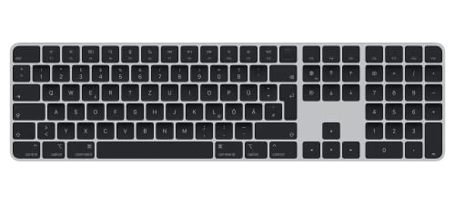 Apple Magic Keyboard mit Touch ID und Ziffernblock: Bluetooth, wiederaufladbar. Kompatibel mit Mac Computern Chip; Deutsch, Schwarze Tasten